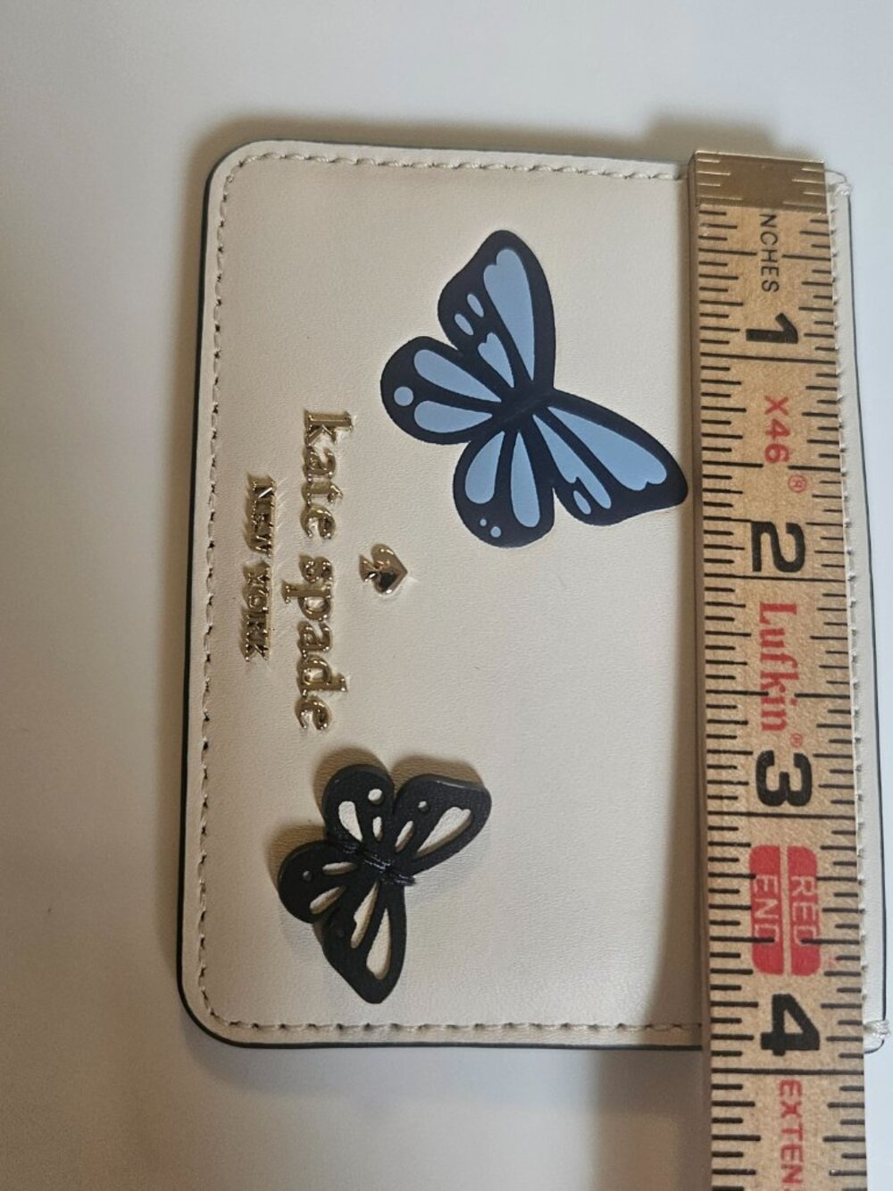 Kate Spade Small Slim 3D Butterfly Flutter Fly Leather Card Holder Wallet - Picture 5 of 7